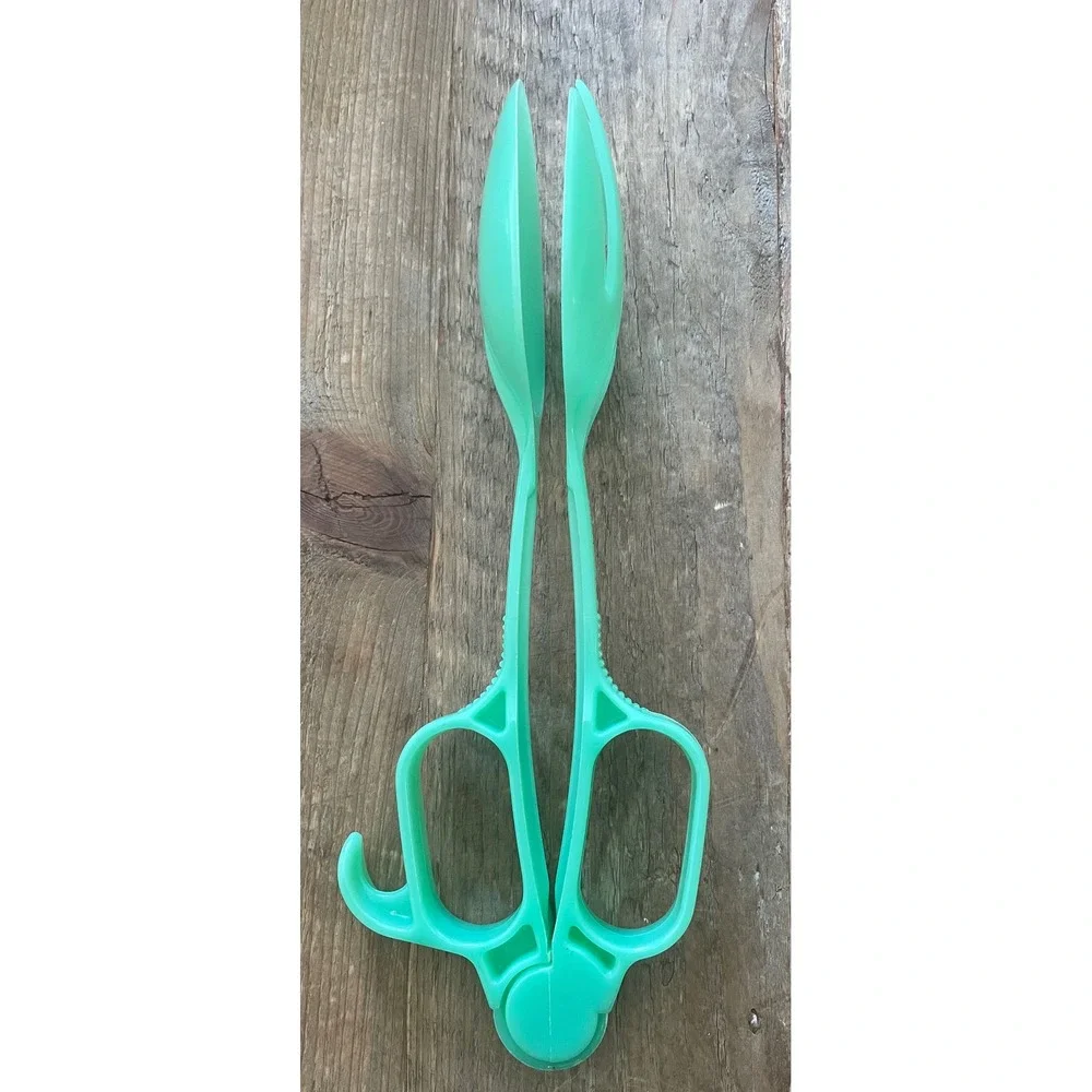 Vintage Tupperware Seafoam Green Salad Tongs Scissor Style Serving Spoons MCM
